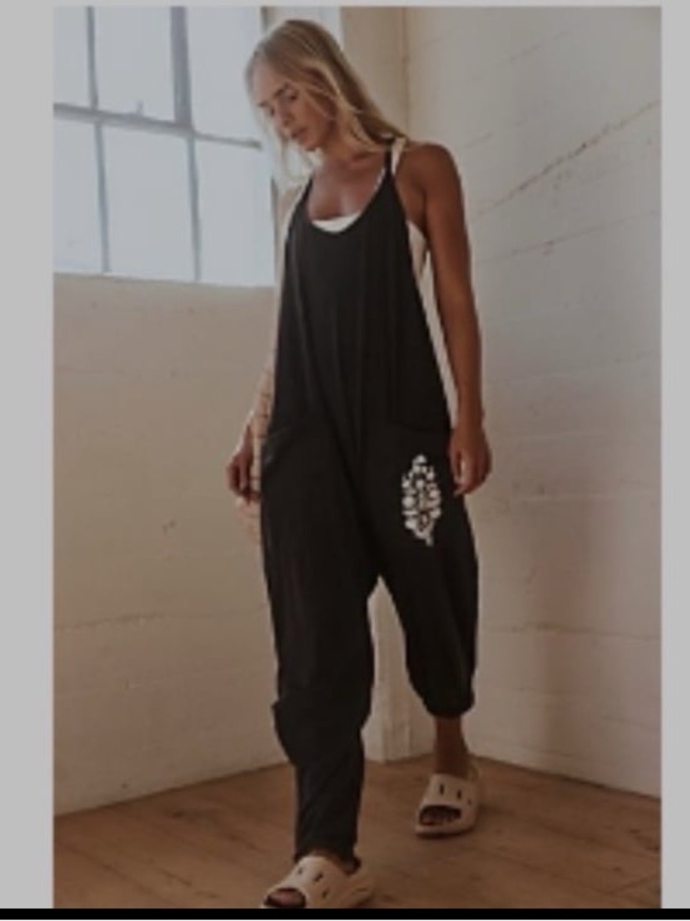 NWOT FREE PEOPLE Movement Hot Shot Logo Onesie in Washed Black